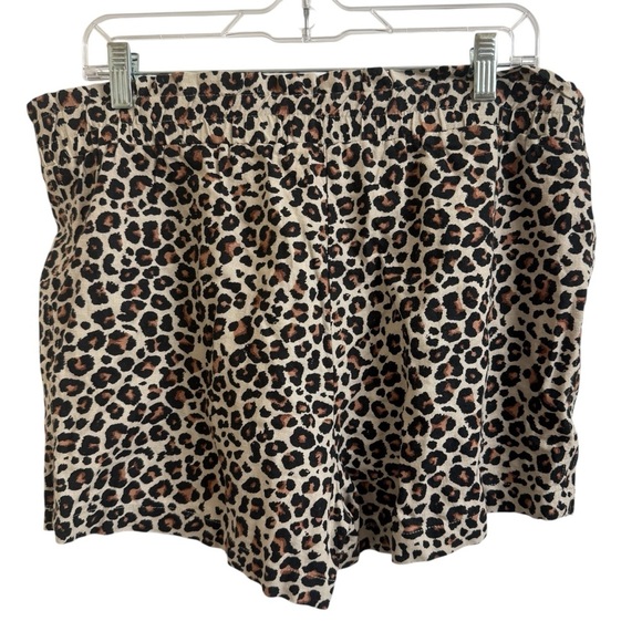 Jolt Women's Size XL Leopard Print Linen Blend Paperbag Tie Waist Casual Shorts - Picture 2 of 8